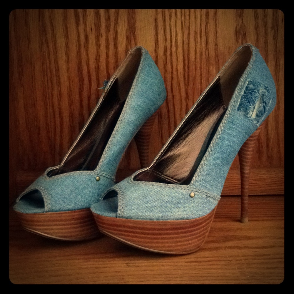Denim heels